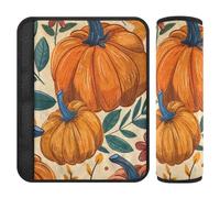 Car Seat Belt Pads Covers 2 Piecing Soft Camera Bag Strap Cover for Adults and Kids S Pumpkins and Flowers Background Fall Floral