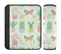 Car Seat Belt Pads Covers 2 Piecing Soft Car Safety Seat Belt Strap Shoulder Pad for Adults Child Kids S Cactus Pattern Repeat