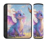 Car Seat Belt Pads Covers 2 Piecing Soft Car Seatbelt Shoulder Cover for Adults Youth Kids M Neon Dragon Art