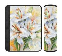 Car Seat Belt Pads Covers 2 Piecing Soft Child Safety Seat Shoulder Strap Cover for Adults and Kids M Lily Flower Watercolor Art