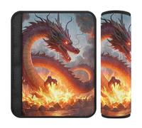 Car Seat Belt Pads Covers Set of 2 Breathable Backpack Shoulder Strap Pad Cover for Women Men Kids S Fiery Dragon Flame Art