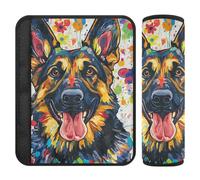 Car Seat Belt Pads Covers Set of 2 Breathable Car Seatbelt Shoulder Cover for Adults Youth Kids S Colorful Dog Floral Art