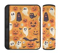 Car Seat Belt Pads Covers Set of 2 Breathable Child Safety Seat Shoulder Strap Cover for Adults and Kids M Happy Halloween Banner