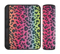 Car Seat Belt Pads Covers Set of 2 Breathable Seat Belt Shoulder Strap Covers Pad for Women Men Kids M Rainbow Leopard Colorful Pattern