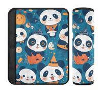Car Seat Belt Pads Covers Set of 2 Breathable Seat Belt Shoulder Strap Covers Pad for Women Men Kids S Halloween Panda Family