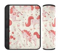 Car Seat Belt Pads Covers Set of 2 Soft Auto Seatbelt Shoulder Pad for Adults Child Kids S Enchanted Mare Blush Repeat Pattern