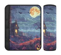 Car Seat Belt Pads Covers Set of 2 Soft Baby Seat Shoulder Strap Cover for Adults and Kids M Pixel Art Halloween Background in Retro Game Style