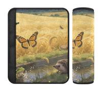 Car Seat Belt Pads Covers Set of 2 Soft Camera Bag Strap Cover for Adults and Kids M Butterfly in Wheat Field