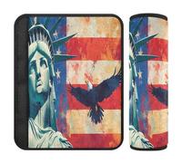 Car Seat Belt Pads Covers Set of 2 Soft Camera Bag Strap Cover for Adults Youth Kids S USA Presidents Day Flag & Lady Liberty