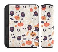Car Seat Belt Pads Covers Set of 2 Soft Car Safety Seat Belt Strap Shoulder Pad for Adults Youth Kids M Halloween Dancing Pumpkin Ghosts Owl Skull