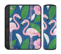 Car Seat Belt Pads Covers Set of 2 Soft Child Safety Seat Shoulder Strap Cover for Adults Youth Kids S Flamingo Flower Pattern