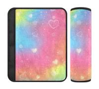 Car Seat Belt Pads Covers Set of 2 Soft Seat Belt Shoulder Strap Covers Pad for Adults and Kids S Rainbow Heart Pattern