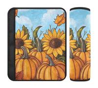 Car Seat Belt Pads Covers Set of 2 Soft Seat Belt Shoulder Strap Covers Pad for Adults Child Kids M Thanksgiving Day Autumn Pumpkins and Sunflowers