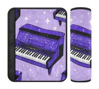 Car Seat Belt Pads Set of 2 Breathable Baby Seat Shoulder Strap Cover for Adults Youth Kids S Piano Sparkle Purple Pattern