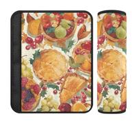 Car Seat Belt Pads Set of 2 Soft Baby Seat Shoulder Strap Cover for Adults Youth Kids M Thanksgiving Day Pumpkin Turkey and Fruit Pie