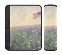 Car Seat Belt Pads Set of 2 Soft Car Seatbelt Shoulder Cover for Adults Youth Kids M Flower Field Flag