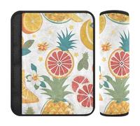 Car Seat Belt Pads Set of 2 Soft Seat Belt Shoulder Strap Covers Pad for Adults and Kids S Citrus Fruit Mix Print