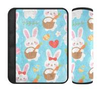 Car Seat Belt Pads Set of 2 Soft Seat Belt Shoulder Strap Covers Pad for Adults Child Kids M Bunny Cuties Collection