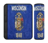 Car Seat Belt Pads, Soft Fleece 2 Pack, Oil Painting Flag Wisconsin | Adds Extra Cushioning, Size Pair, Machine Washable for Backpack Shoulder Straps