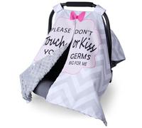 Car Seat Canopy for Babies, Metplus 2 in 1 Infant Carseat Cover Mom Nursing Cover, Minky Baby Carrier Covers, Newborn Boy Girl Shower Gift, with Peekaboo Opening & No Touch Sign, Grey Stripes