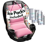 Car Seat Ccooler Pad with Reusable Ice Packs. Keeps Car Seat Buckles and Belts Cool When Car is Parked in The Sun and Heat - Pink