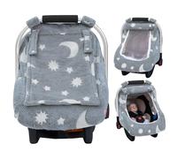Car Seat Cover Baby, Winter Infant Car Seat Cover for Girls Boys, Fleece Plush Carseat Cover Glow in The Dark, Warm Car Seat Canopy with Peep Mesh Windows, Universal Carrier Cover for Cold Weather
