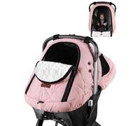 Car Seat Cover Baby Winter: Sprouterie Carseat Canopy for Babies Infant Cold Weather Shield with Zipper Peeping Window Warm and Cozy Waterproof Universal Fitted Pink for Girl Newborn