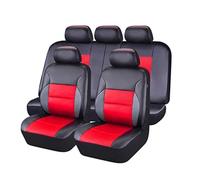Car Seat Cover for Fiat Panda 2003-2026, Leather Full Seat Covers Anti-Slip Protector Seat Interior Accessories,E/BlackRed