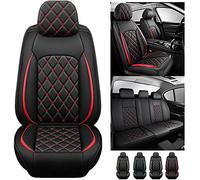Car Seat Cover Full Set Leather Waterproof, for Renault Master 2019-2024, Universal Breathable 5-Seat Car Seat Covers All Weather To Fit Most Cars(Red)
