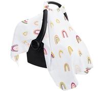 Car Seat Cover Kid Breathable Lightweight Flower Dinosaur | Muslin Cotton Child Car Seat Cover Summer Spring Autumn Outdoor Breathable Lightweight Travel Fits Most Strollers Child Car
