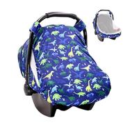 Car Seat Cover Kids, Travel Car Seat Canopy with 2-Layer Window, Kick-Proof Nursing Covers for Boys Girls Toddler, Easy to Install for HassleFree Use, Blue White Purple Polyester