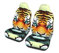 Car Seat Cover Set 2 Pack - Little Fat Tiger Head Print Auto Front Seat Cushion Elastic Seats Cushion Pad,for Women Men