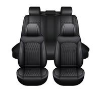 Car Seat Cover Set for Audi A6 C8 Sedan 2018-2022, Waterproof Leather Seat Cover, 5 Seater Front and Rear Seat Protectors, Comfortable Breathable Car Seat Cover,B Black+Black