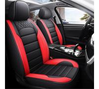 Car Seat Cover Sets 5 Seats Comfortable PU Leather Car Seat Covers Set Thick Sponge Lining Soft Breathable Fabric Full Protection Enjoy Driving Seat Covers(Black Red 4pcs)