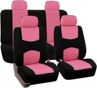 Car Seat Cover Sets for Dacia Solenza/Spring Electric 2000-2019 2020 2021 2022 2023 2024 2025, 5 Seats Full Surround Seat Protector Comfortable and Breathable Interior Accessories,D-Pink
