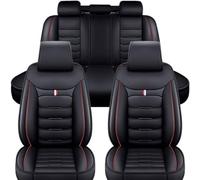 Car Seat Cover Sets for Toyota Yaris Cross Hybrid 2021-2024,Leather Front Back Full Surround Protectors Pad Breathable Waterproof Universal Interior Accessories,E/Black-red