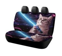 Car Seat Cover Universal Waterproof Space Laser Cat Novelty Cute Funny Back Seat Covers Scratchproof Rear Seats Protector Easy to Install Non-slip Auto Covers for Suv Truck Sedan Van Accessories
