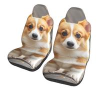 Car Seat Covers 2 Pack Corgi Dogs Seat Cover Front Seat Covers for Car Universal Seat Protectors Auto Seat Mat with Elastic Strap Auto Accessories Set