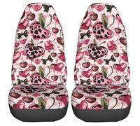 Car Seat Covers Breathable Universal Seats Cover Driver Passenger Seat Protector For Men Suv Trucks, Pink Cherries Leopard Print