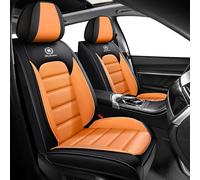 Car Seat Covers Fit For Fiat Panda/Panda Cross, Seat Covers PU Leather，Waterproof Breathable Full Set，Wear-resistant，Birthday Gift(Black orange)