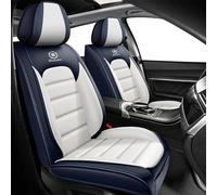 Car Seat Covers Fit For Ford Focus 2 3 S-Max, Seat Covers Waterproof Full Set, Breathable Leather Wear-resistant Cushion, with Storage Bag(Blue white)