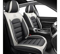 Car Seat Covers Fit For Ford Focus Titanium X/ST 2011-2023 2024 2025, Seat Covers Waterproof Full Set, Breathable Leather Wear-resistant Cushion, with Storage Bag(Gray white)