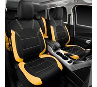 Car Seat Covers Fit for Renault Symbol Ⅲ Sedan 2017 2018 2019 2020 2021 2022-, PU Leather Car Seat Cover Set, Waterproof, Non-Slip, and Breathable,Yellow