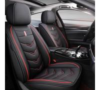 Car Seat Covers Fit For VW Fox Europe 2005 2006 2007 2008 2009 2010 2011, Waterproof Seat Cover, Full Set 5-Seater,Leather Breathable Wear-resistant All-inclusive,Superior Texture(Black-red)