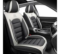 Car Seat Covers Fit For VW T-Cross T-ROC Sport Caravelle Sharan 2000-2024 2025, Seat Covers Waterproof Full Set, Breathable Leather Wear-resistant Cushion, with Storage Bag(Gray white)