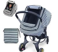 Car Seat Covers for Babies,Baby Car Seat Cover for Boys Girls,Windproof Infant Carseat Cover,Kick-Proof Car Seat Canopy with Breathable Mesh Peep Window(Black Stripe)