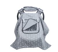 Car Seat Covers for Babies boy Girl, Carseat Canopy for Newborn Carrier, 2 Layers Windows of mesh/Fabric, No Shifting on Carrier Handle, Cotton and Fleece, Handle Cushion, Grey