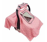 Car Seat Covers for Babies boy Girl, Carseat Canopy for Newborn Carrier, 2 Layers Windows of mesh/Fabric, No Shifting on Carrier Handle, Cotton and Fleece, Bonus Handle Cushion, Pink