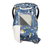 Car seat Covers for Babies boy Girl, Carseat Canopy for Newborn Carrier, 2 Layers Windows of mesh/Fabric, No Shifting on Carrier Handle, Handle Cushion, Fox & Milk Minky