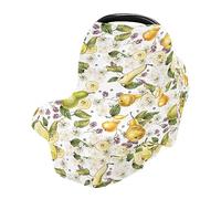 Car Seat Covers for Babies Breathable Breastfeeding Cover Stretchy & Soft High Chair Cover Multi-use Cover Black Berries Pear Flower Contemporary